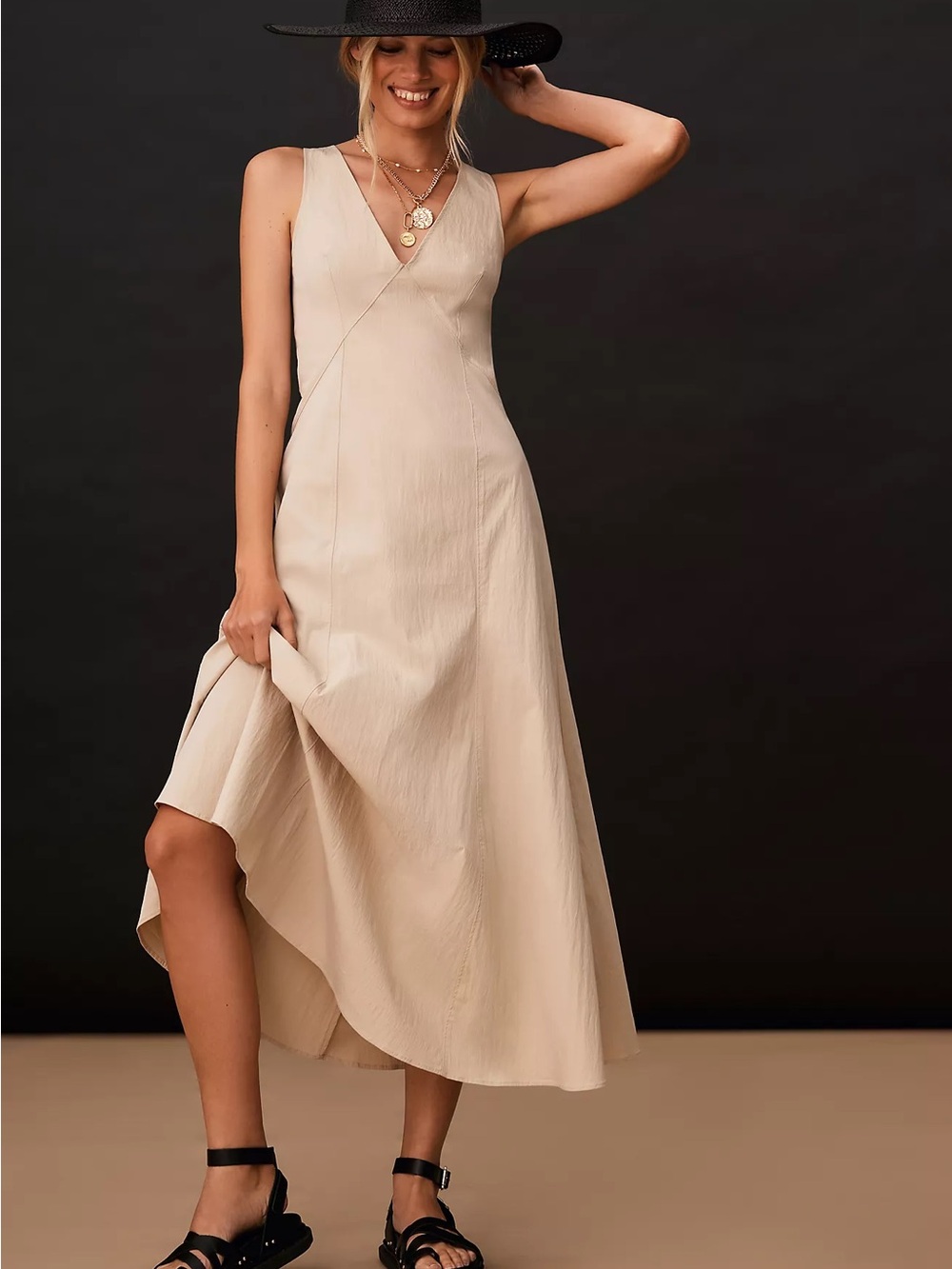 Anthropologie Sleeveless V-Neck A-Line Dress 6